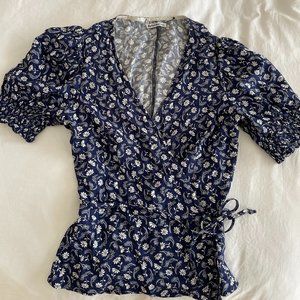 Reformation size xs floral wrap top